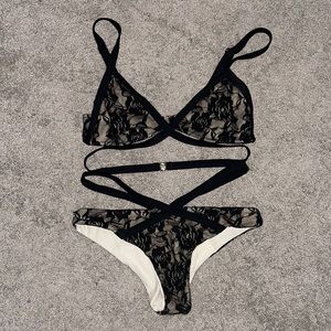 Lace black and nude bikini